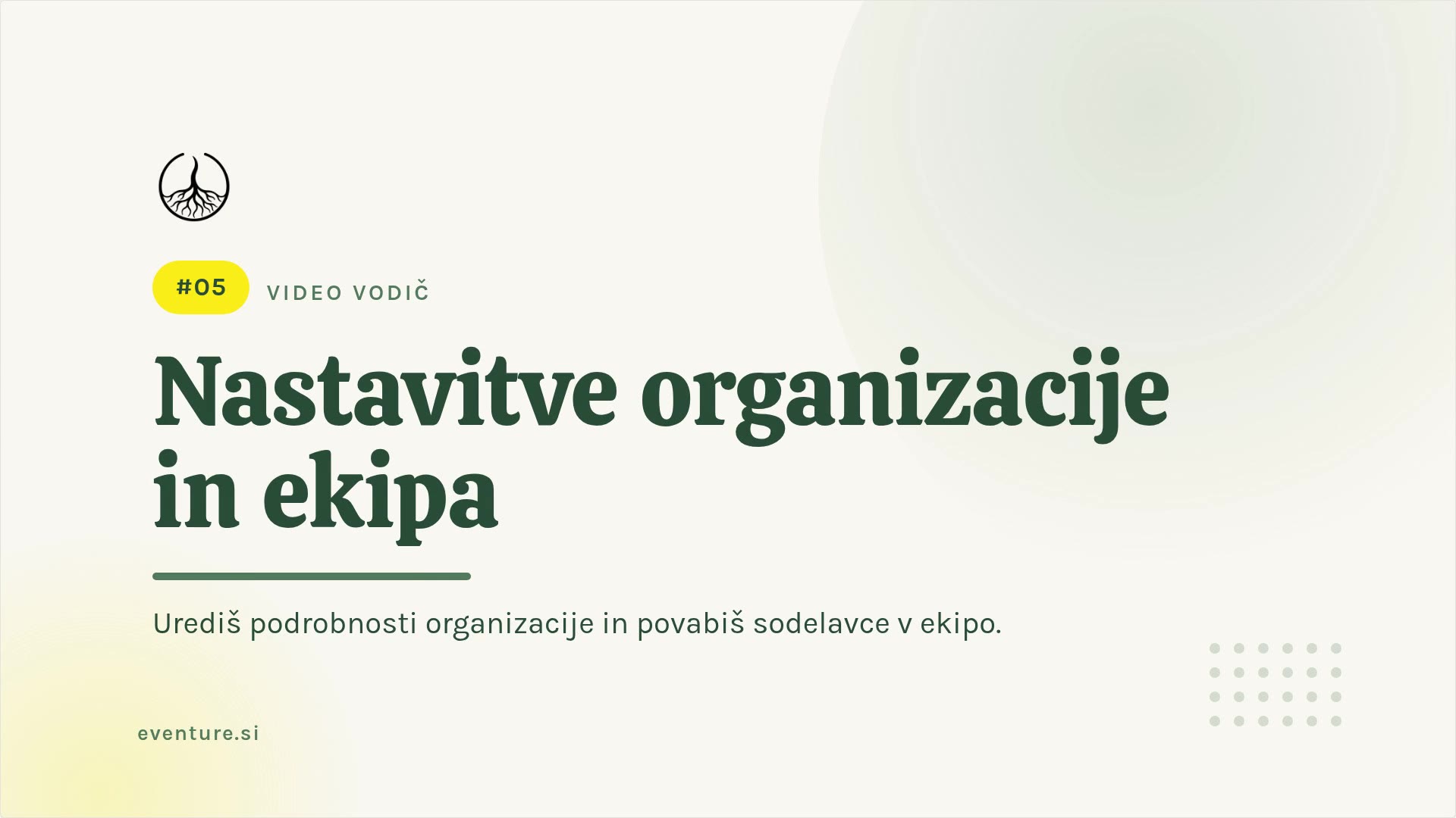 Organization settings and team