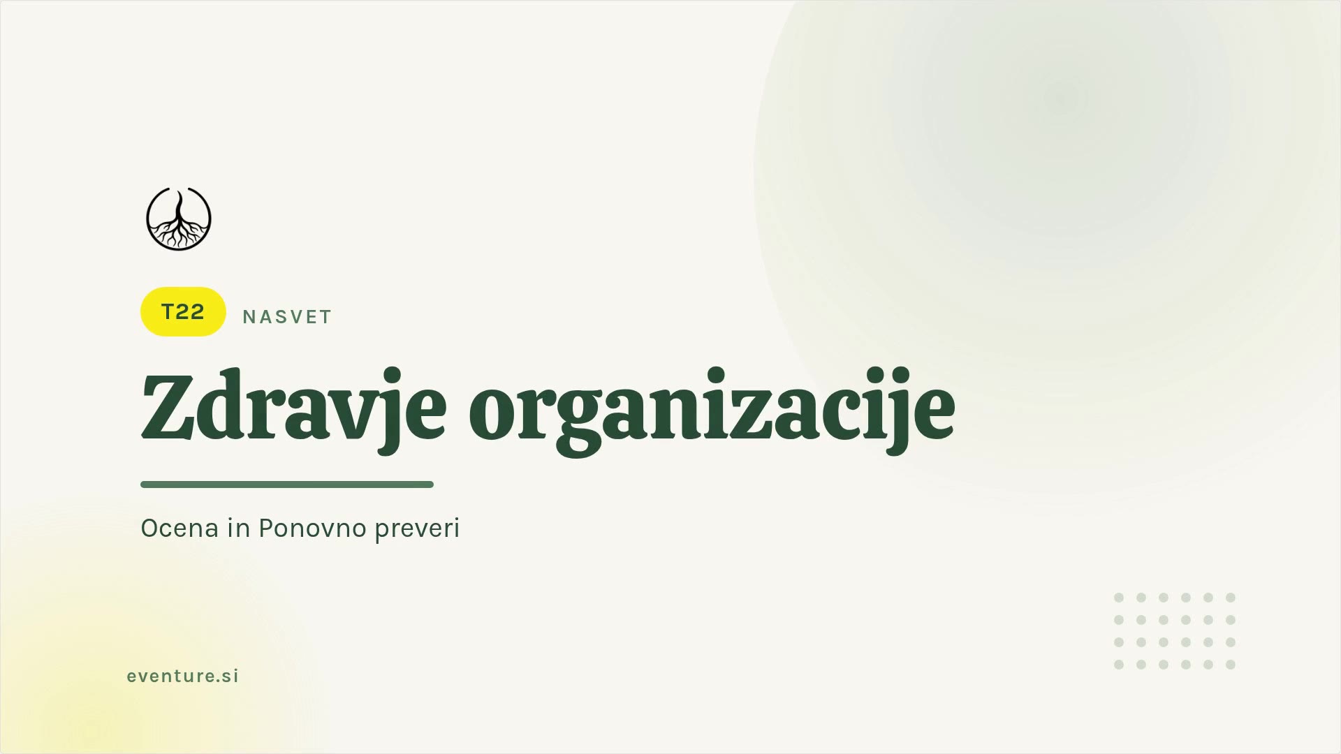 Savjet: ponovno provjeri zdravlje organizacije